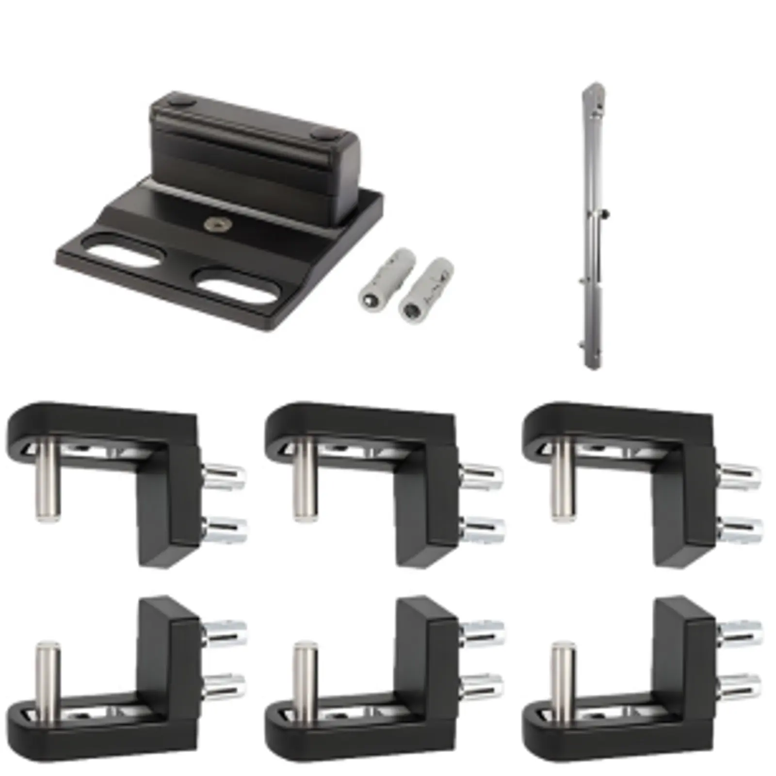 Kit poarta batanta Locinox (3 balamale cu pivot + zavor + opritor poarta auto) (fr)